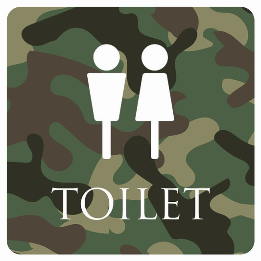 トイレ 御手洗 TOILET トイレマーク 迷彩 カラー 男女マーク ステッカー 正方形 シール サインステッカー 案内表示 施設用 ピクトサイン ピクトグラム 選べるサイズ