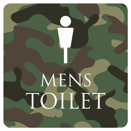 トイレ 御手洗 TOILET トイレマーク 迷彩 カラー MENS ステッカー 正方形 シール サインステッカー 案内表示 施設用 ピクトサイン ピクトグラム 選べるサイズ