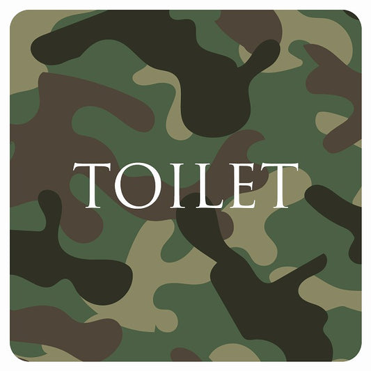 トイレ 御手洗 TOILET トイレマーク 迷彩 カラー 文字タイプ ステッカー 正方形 シール サインステッカー 案内表示 施設用 ピクトサイン ピクトグラム 選べるサイズ