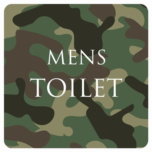 トイレ 御手洗 TOILET トイレマーク 迷彩 カラー MENS 文字タイプ ステッカー 正方形 シール サインステッカー 案内表示 施設用 ピクトサイン ピクトグラム 選べるサイズ