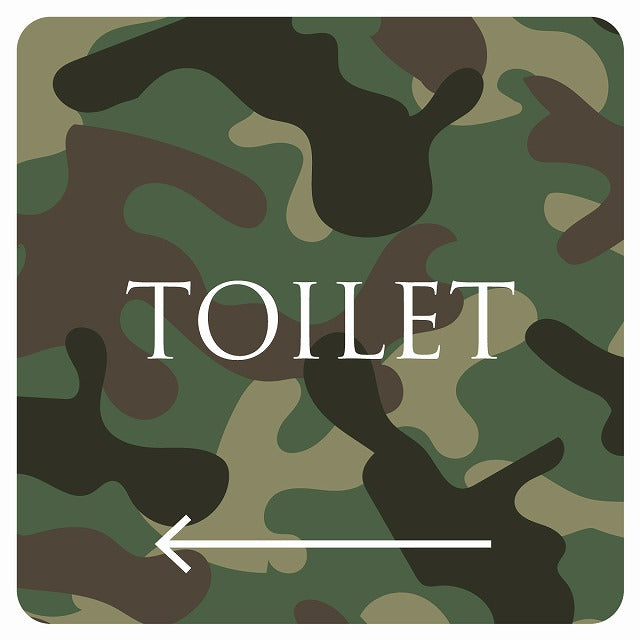 トイレ 御手洗 TOILET トイレマーク 迷彩 カラー 左 文字タイプ ステッカー 正方形 シール サインステッカー 案内表示 施設用 ピクトサイン ピクトグラム 選べるサイズ