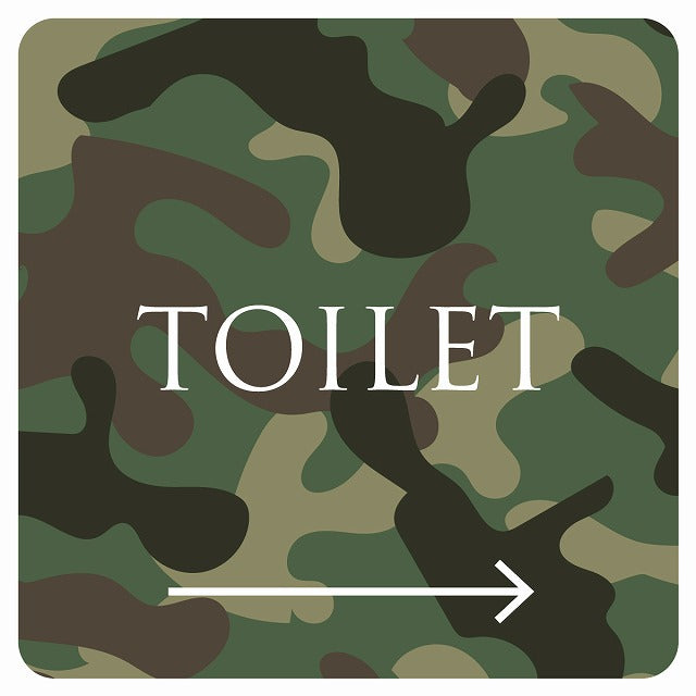 トイレ 御手洗 TOILET トイレマーク 迷彩 カラー 右 文字タイプ ステッカー 正方形 シール サインステッカー 案内表示 施設用 ピクトサイン ピクトグラム 選べるサイズ