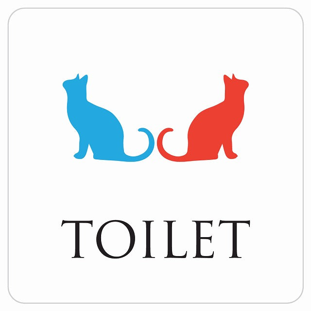 トイレ 御手洗 TOILET トイレマーク ねこ 猫 ネコ ホワイト カラー 男女マーク ステッカー 正方形 シール サインステッカー 案内表示 施設用 ピクトサイン ピクトグラム 選べるサイズ