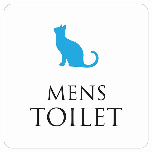 トイレ 御手洗 TOILET トイレマーク ねこ 猫 ネコ ホワイト カラー MENS ステッカー 正方形 シール サインステッカー 案内表示 施設用 ピクトサイン ピクトグラム 選べるサイズ
