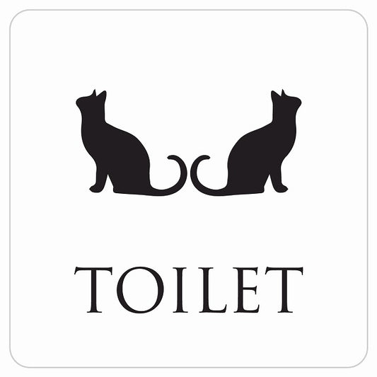 トイレ 御手洗 TOILET トイレマーク ねこ 猫 ネコ ホワイト ブラック 男女マーク ステッカー 正方形 シール サインステッカー 案内表示 施設用 ピクトサイン ピクトグラム 選べるサイズ