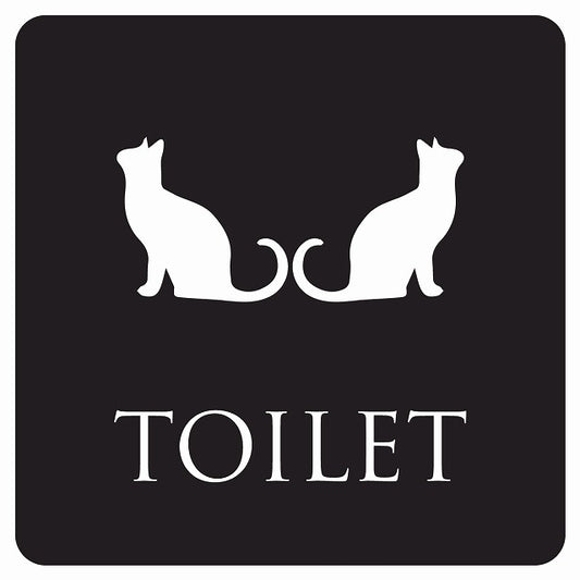 トイレ 御手洗 TOILET トイレマーク ねこ 猫 ネコ ブラック ホワイト 男女マーク ステッカー 正方形 シール サインステッカー 案内表示 施設用 ピクトサイン ピクトグラム 選べるサイズ