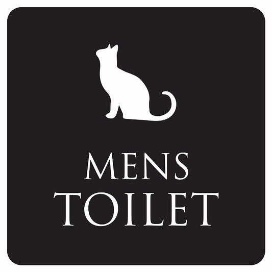 トイレ 御手洗 TOILET トイレマーク ねこ 猫 ネコ ブラック ホワイト MENS ステッカー 正方形 シール サインステッカー 案内表示 施設用 ピクトサイン ピクトグラム 選べるサイズ
