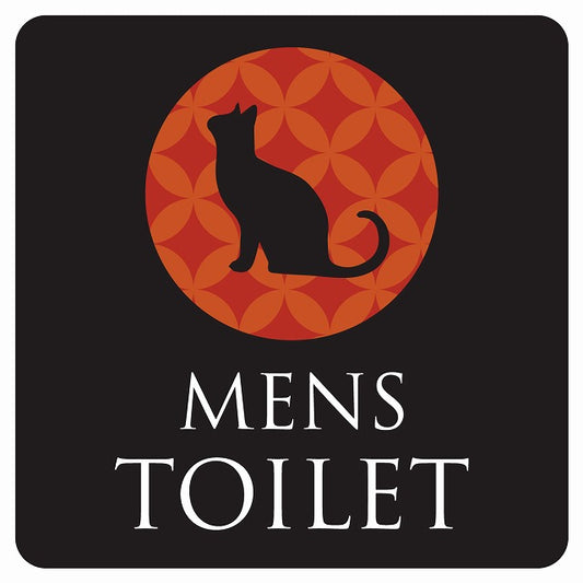 トイレ 御手洗 TOILET トイレマーク ねこ 猫 ネコ ミッドナイト風 MENS ステッカー 正方形 シール サインステッカー 案内表示 施設用 ピクトサイン ピクトグラム 選べるサイズ