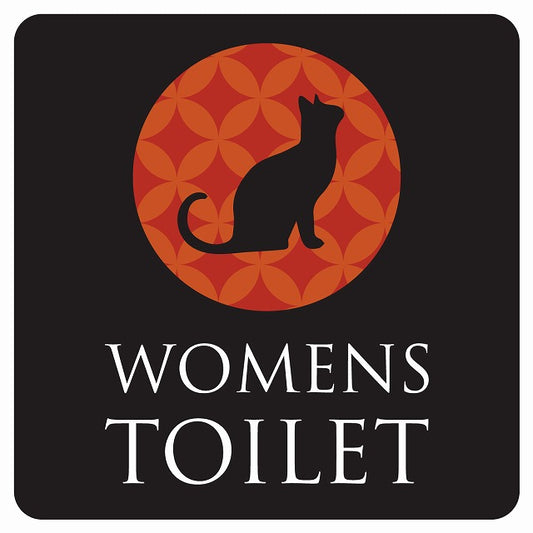 トイレ 御手洗 TOILET トイレマーク ねこ 猫 ネコ ミッドナイト風 WOMENS ステッカー 正方形 シール サインステッカー 案内表示 施設用 ピクトサイン ピクトグラム 選べるサイズ