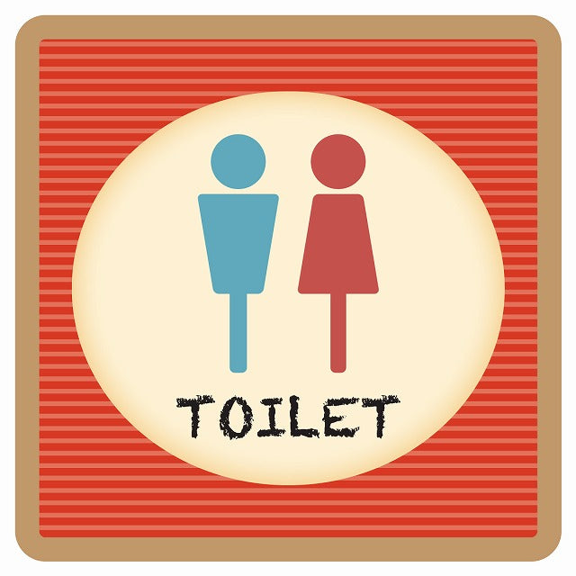 トイレ 御手洗 TOILET トイレマーク レトロ デザイン 男女マーク ステッカー 正方形 シール サインステッカー 案内表示 施設用 ピクトサイン ピクトグラム 選べるサイズ