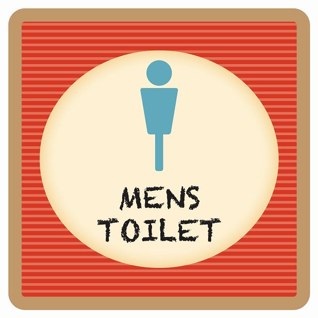 トイレ 御手洗 TOILET トイレマーク レトロ デザイン MENS ステッカー 正方形 シール サインステッカー 案内表示 施設用 ピクトサイン ピクトグラム 選べるサイズ
