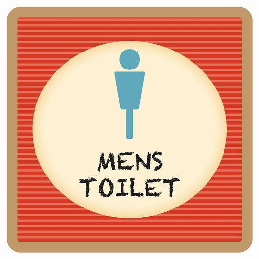 トイレ 御手洗 TOILET トイレマーク レトロ デザイン MENS ステッカー 正方形 シール サインステッカー 案内表示 施設用 ピクトサイン ピクトグラム 選べるサイズ