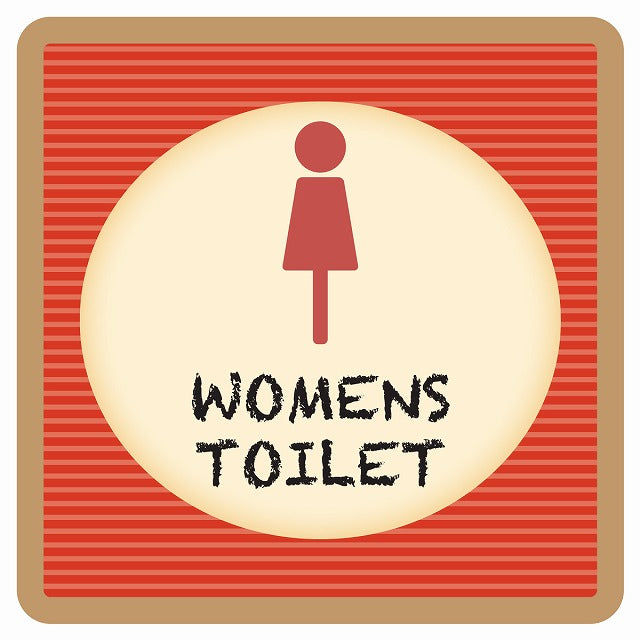 トイレ 御手洗 TOILET トイレマーク レトロ デザイン WOMENS ステッカー 正方形 シール サインステッカー 案内表示 施設用 ピクトサイン ピクトグラム 選べるサイズ