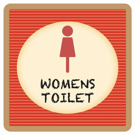 トイレ 御手洗 TOILET トイレマーク レトロ デザイン WOMENS ステッカー 正方形 シール サインステッカー 案内表示 施設用 ピクトサイン ピクトグラム 選べるサイズ