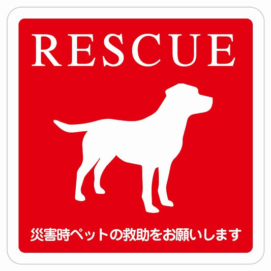 RESCUE レスキュー ペット救助 犬 ピクトサイン ステッカー 正方形 シール サインステッカー ピクトグラム 選べるサイズ