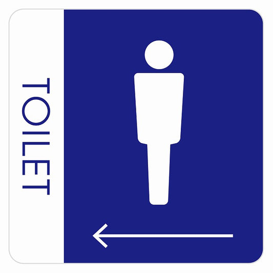 トイレ 御手洗 TOILET トイレマーク A1男 左 矢印 ステッカー 正方形 シール サインステッカー 誘導表示 ピクトサイン ピクトグラム 選べるサイズ