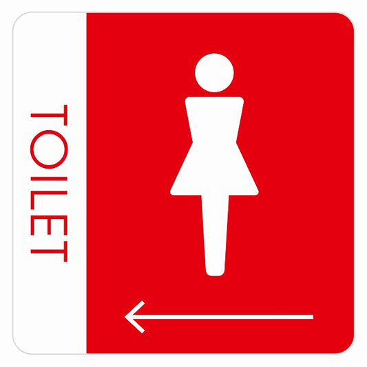 トイレ 御手洗 TOILET トイレマーク A1女 左 矢印 ステッカー 正方形 シール サインステッカー 誘導表示 ピクトサイン ピクトグラム 選べるサイズ