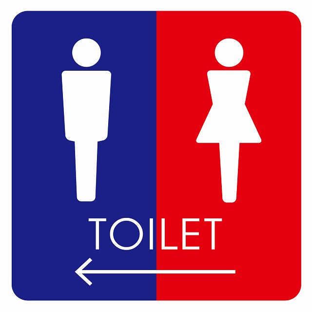 トイレ 御手洗 TOILET トイレマーク A2男女 左 矢印 ステッカー 正方形 シール サインステッカー 誘導表示 ピクトサイン ピクトグラム 選べるサイズ