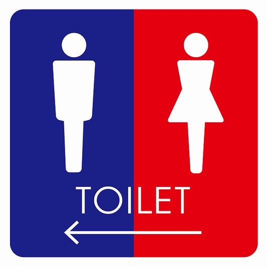 トイレ 御手洗 TOILET トイレマーク A2男女 左 矢印 ステッカー 正方形 シール サインステッカー 誘導表示 ピクトサイン ピクトグラム 選べるサイズ