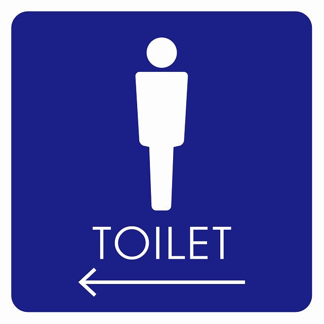 トイレ 御手洗 TOILET トイレマーク A2男 左 矢印 ステッカー 正方形 シール サインステッカー 誘導表示 ピクトサイン ピクトグラム 選べるサイズ