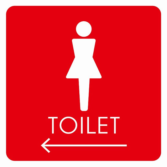 トイレ 御手洗 TOILET トイレマーク A2女 左 矢印 ステッカー 正方形 シール サインステッカー 誘導表示 ピクトサイン ピクトグラム 選べるサイズ