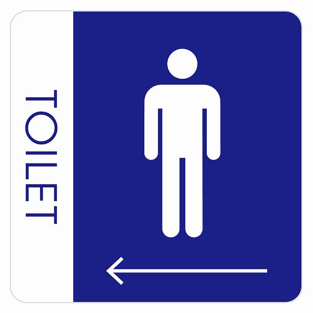 トイレ 御手洗 TOILET トイレマーク B1男 左 矢印 ステッカー 正方形 シール サインステッカー 誘導表示 ピクトサイン ピクトグラム 選べるサイズ