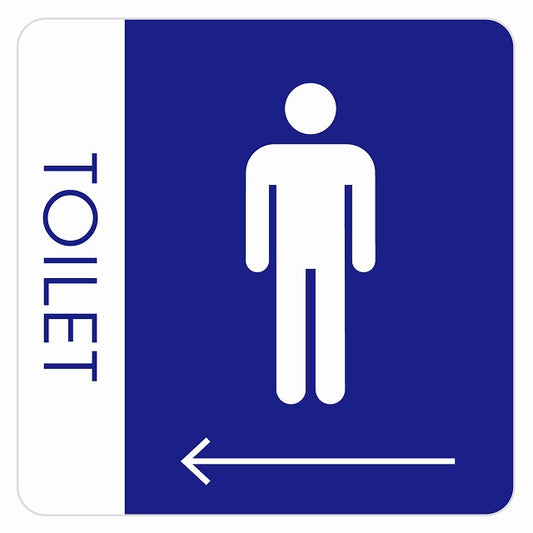 トイレ 御手洗 TOILET トイレマーク B1男 左 矢印 ステッカー 正方形 シール サインステッカー 誘導表示 ピクトサイン ピクトグラム 選べるサイズ