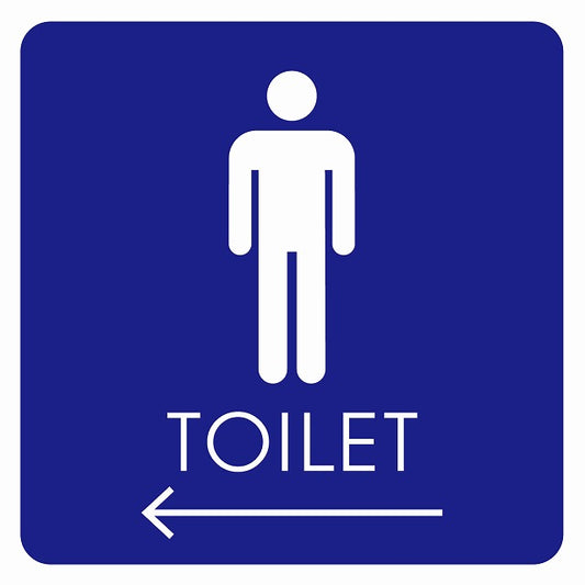 トイレ 御手洗 TOILET トイレマーク B2男 左 矢印 ステッカー 正方形 シール サインステッカー 誘導表示 ピクトサイン ピクトグラム 選べるサイズ