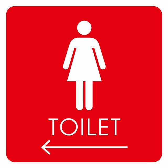トイレ 御手洗 TOILET トイレマーク B2女 左 矢印 ステッカー 正方形 シール サインステッカー 誘導表示 ピクトサイン ピクトグラム 選べるサイズ