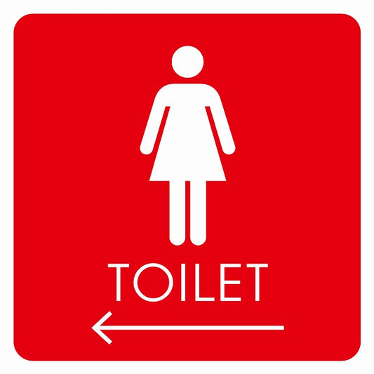 トイレ 御手洗 TOILET トイレマーク B2女 左 矢印 ステッカー 正方形 シール サインステッカー 誘導表示 ピクトサイン ピクトグラム 選べるサイズ