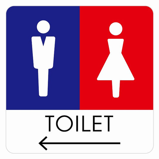トイレ 御手洗 TOILET トイレマーク C1男女 左 矢印 ステッカー 正方形 シール サインステッカー 誘導表示 ピクトサイン ピクトグラム 選べるサイズ