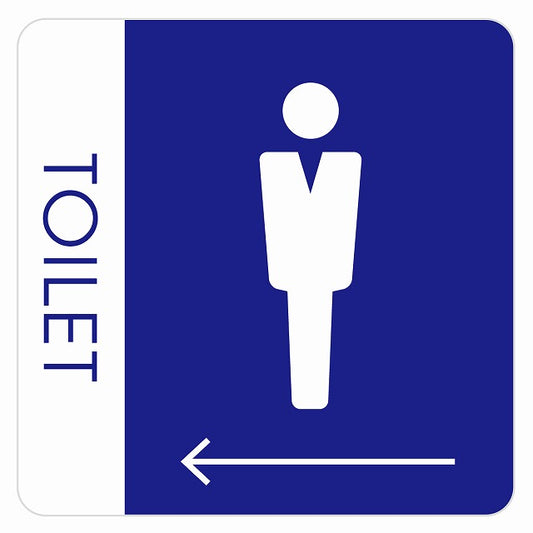 トイレ 御手洗 TOILET トイレマーク C1男 左 矢印 ステッカー 正方形 シール サインステッカー 誘導表示 ピクトサイン ピクトグラム 選べるサイズ