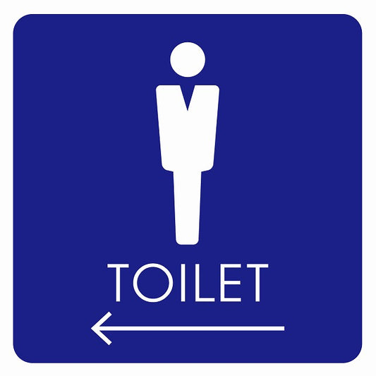トイレ 御手洗 TOILET トイレマーク C2男 左 矢印 ステッカー 正方形 シール サインステッカー 誘導表示 ピクトサイン ピクトグラム 選べるサイズ