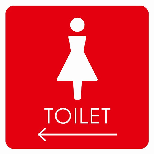 トイレ 御手洗 TOILET トイレマーク C2女 左 矢印 ステッカー 正方形 シール サインステッカー 誘導表示 ピクトサイン ピクトグラム 選べるサイズ