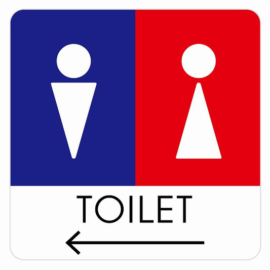 トイレ 御手洗 TOILET トイレマーク D1男女 左 矢印 ステッカー 正方形 シール サインステッカー 誘導表示 ピクトサイン ピクトグラム 選べるサイズ