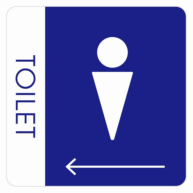 トイレ 御手洗 TOILET トイレマーク D1男 左 矢印 ステッカー 正方形 シール サインステッカー 誘導表示 ピクトサイン ピクトグラム 選べるサイズ