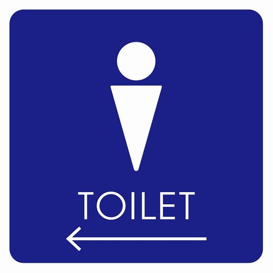 トイレ 御手洗 TOILET トイレマーク D2男 左 矢印 ステッカー 正方形 シール サインステッカー 誘導表示 ピクトサイン ピクトグラム 選べるサイズ