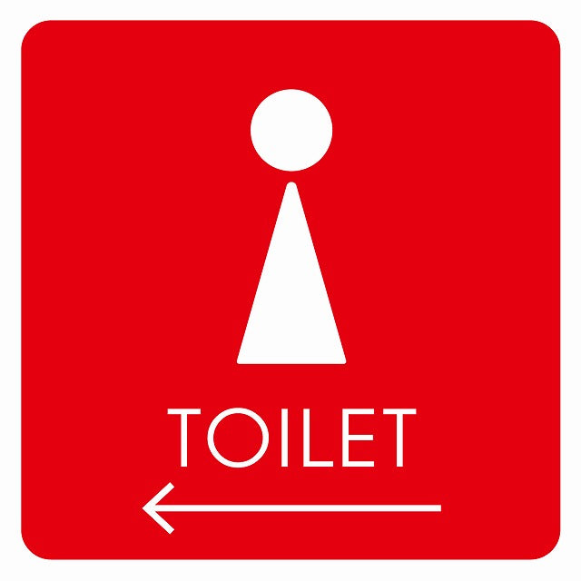 トイレ 御手洗 TOILET トイレマーク D2女 左 矢印 ステッカー 正方形 シール サインステッカー 誘導表示 ピクトサイン ピクトグラム 選べるサイズ