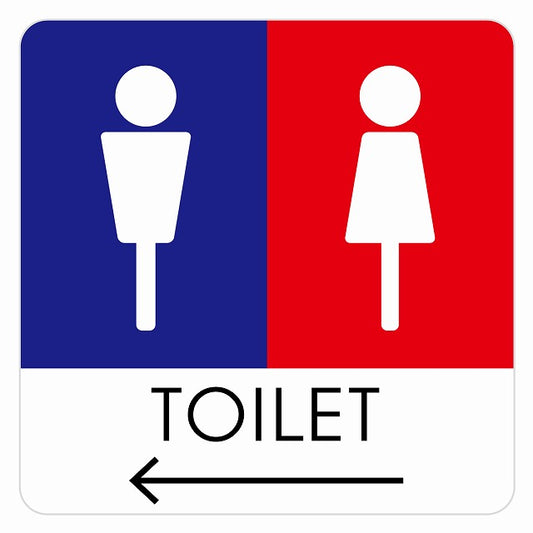 トイレ 御手洗 TOILET トイレマーク E1男女 左 矢印 ステッカー 正方形 シール サインステッカー 誘導表示 ピクトサイン ピクトグラム 選べるサイズ