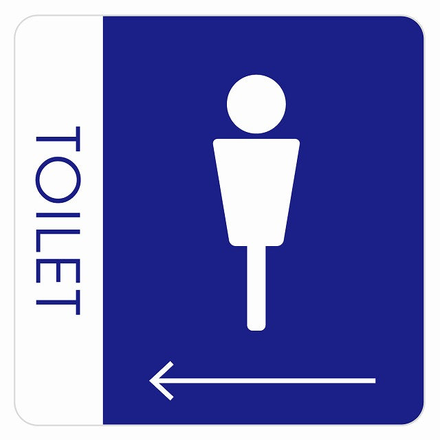 トイレ 御手洗 TOILET トイレマーク E1男 左 矢印 ステッカー 正方形 シール サインステッカー 誘導表示 ピクトサイン ピクトグラム 選べるサイズ