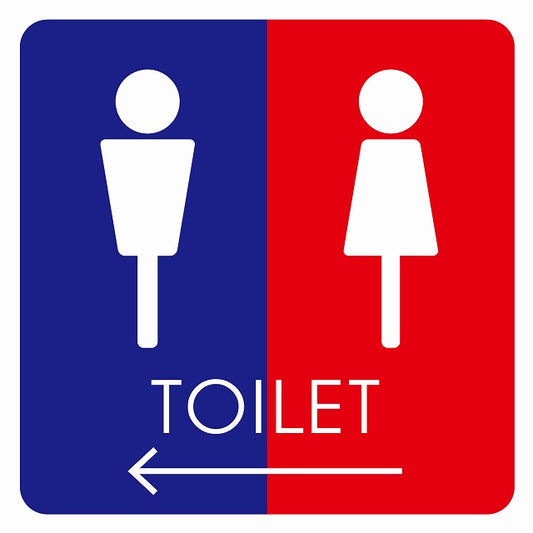 トイレ 御手洗 TOILET トイレマーク E2男女 左 矢印 ステッカー 正方形 シール サインステッカー 誘導表示 ピクトサイン ピクトグラム 選べるサイズ