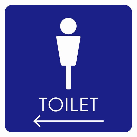トイレ 御手洗 TOILET トイレマーク E2男 左 矢印 ステッカー 正方形 シール サインステッカー 誘導表示 ピクトサイン ピクトグラム 選べるサイズ