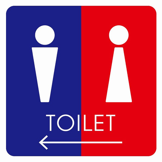 トイレ 御手洗 TOILET トイレマーク F2男女 左 矢印 ステッカー 正方形 シール サインステッカー 誘導表示 ピクトサイン ピクトグラム 選べるサイズ