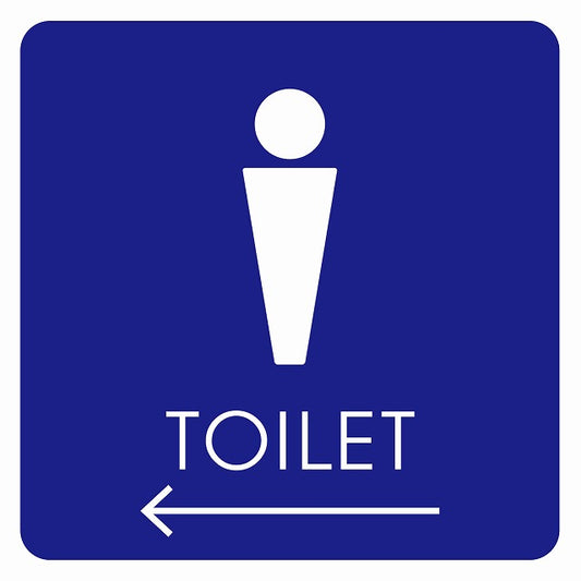 トイレ 御手洗 TOILET トイレマーク F2男 左 矢印 ステッカー 正方形 シール サインステッカー 誘導表示 ピクトサイン ピクトグラム 選べるサイズ