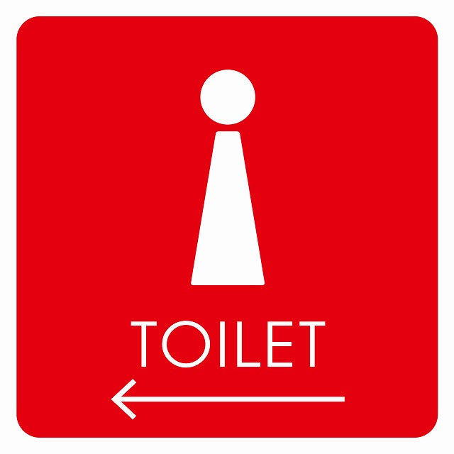 トイレ 御手洗 TOILET トイレマーク F2女 左 矢印 ステッカー 正方形 シール サインステッカー 誘導表示 ピクトサイン ピクトグラム 選べるサイズ