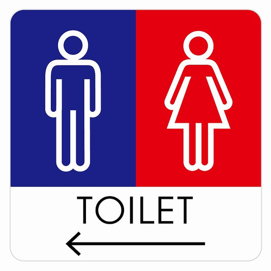 トイレ 御手洗 TOILET トイレマーク G1男女 左 矢印 ステッカー 正方形 シール サインステッカー 誘導表示 ピクトサイン ピクトグラム 選べるサイズ