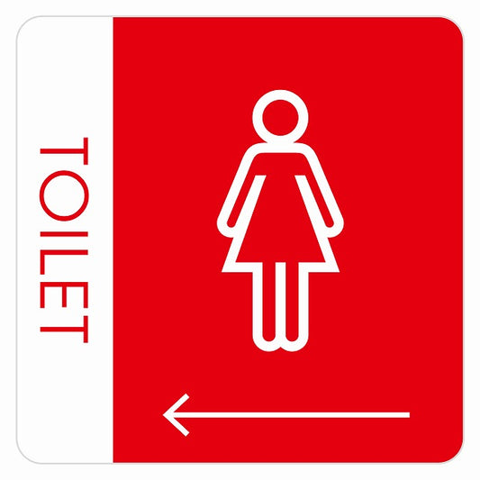 トイレ 御手洗 TOILET トイレマーク G1女 左 矢印 ステッカー 正方形 シール サインステッカー 誘導表示 ピクトサイン ピクトグラム 選べるサイズ