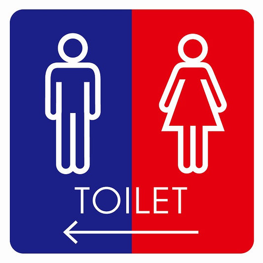 トイレ 御手洗 TOILET トイレマーク G2男女 左 矢印 ステッカー 正方形 シール サインステッカー 誘導表示 ピクトサイン ピクトグラム 選べるサイズ