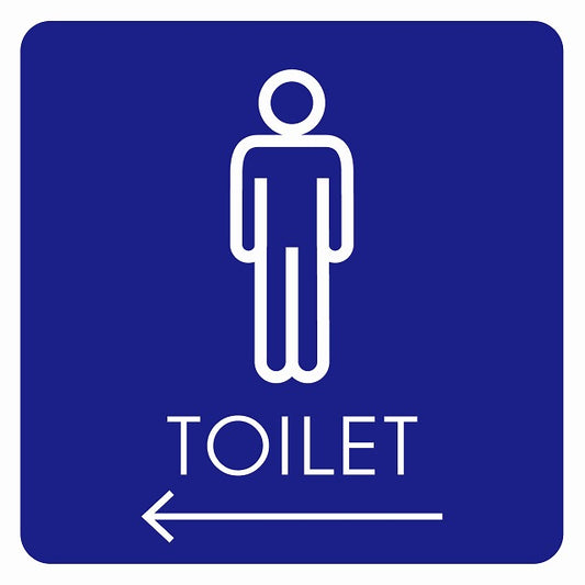 トイレ 御手洗 TOILET トイレマーク G2男 左 矢印 ステッカー 正方形 シール サインステッカー 誘導表示 ピクトサイン ピクトグラム 選べるサイズ