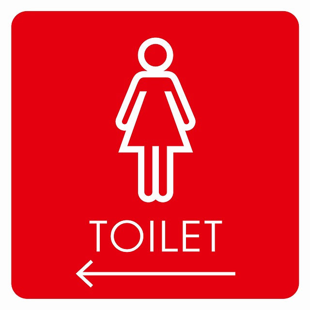 トイレ 御手洗 TOILET トイレマーク G2女 左 矢印 ステッカー 正方形 シール サインステッカー 誘導表示 ピクトサイン ピクトグラム 選べるサイズ
